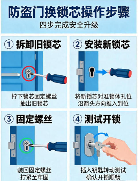 密码加机械锁的防盗门怎么换锁芯